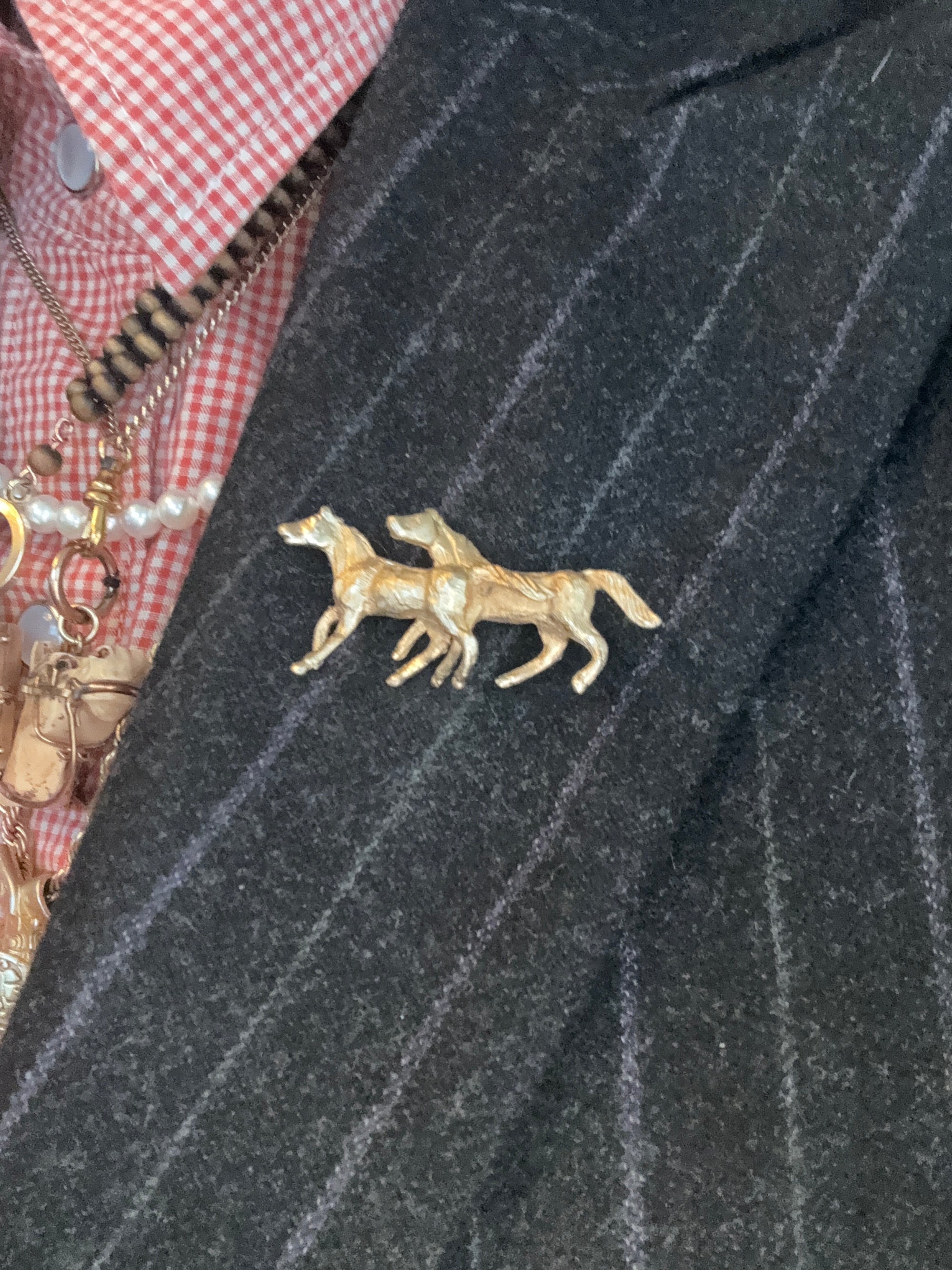 Double Galloping Horse Brooch