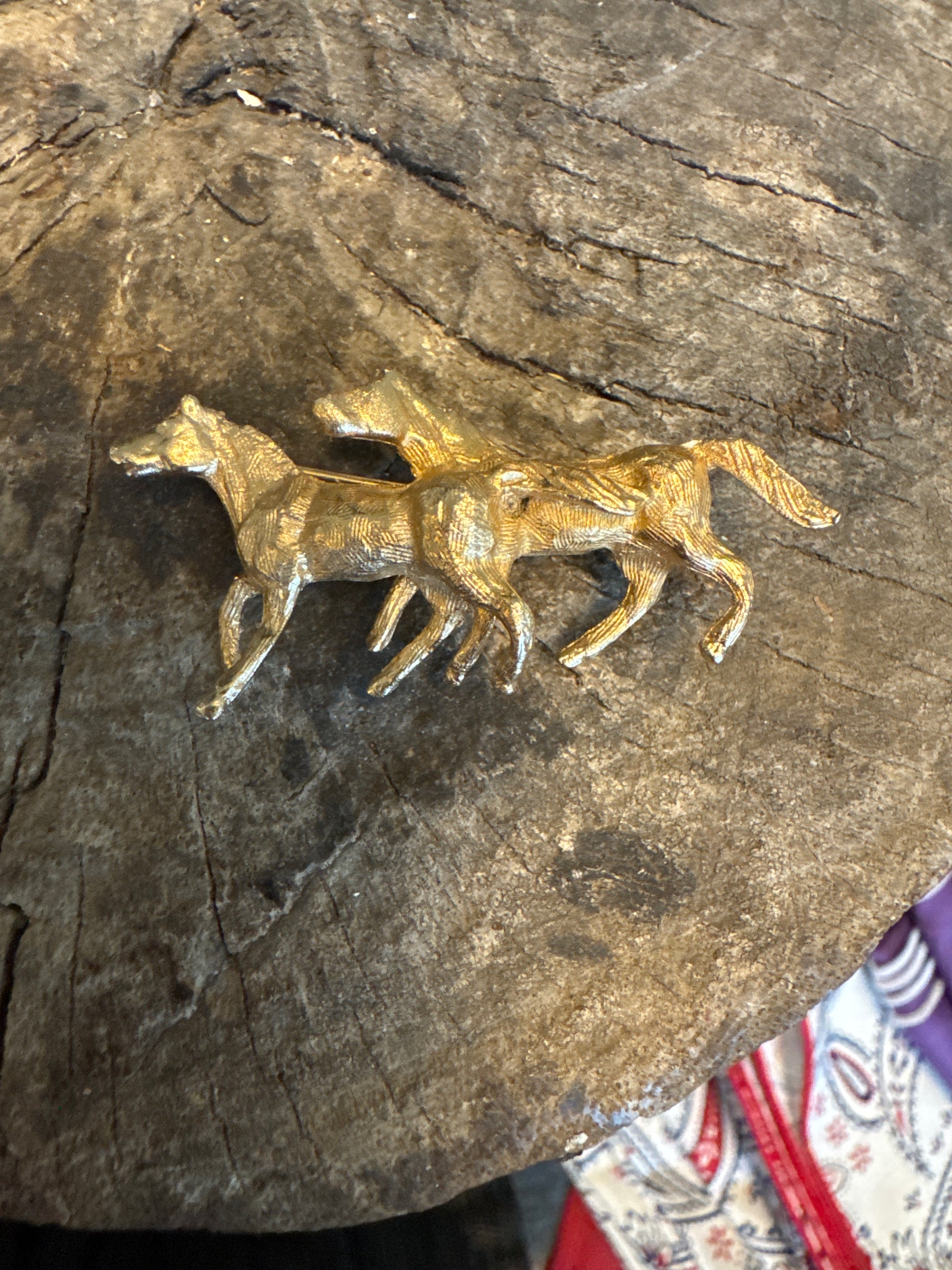 Double Galloping Horse Brooch