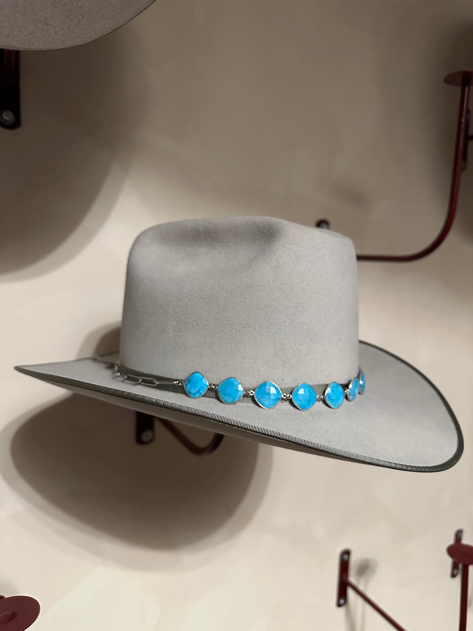 Silver Paperclip with Bezel Turquoise Hatband