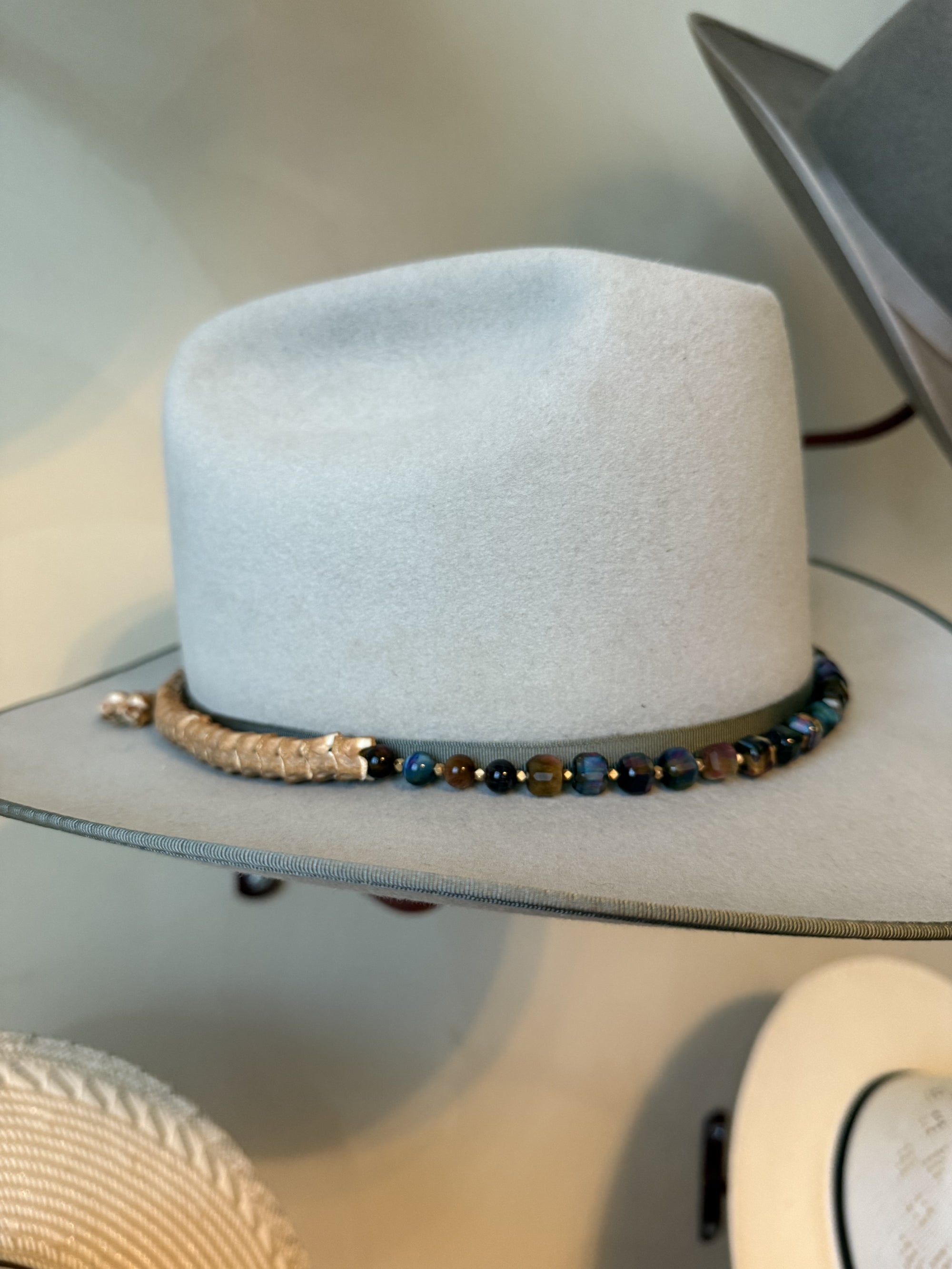 Tiger Eye Snake Vertebrae Hat Band