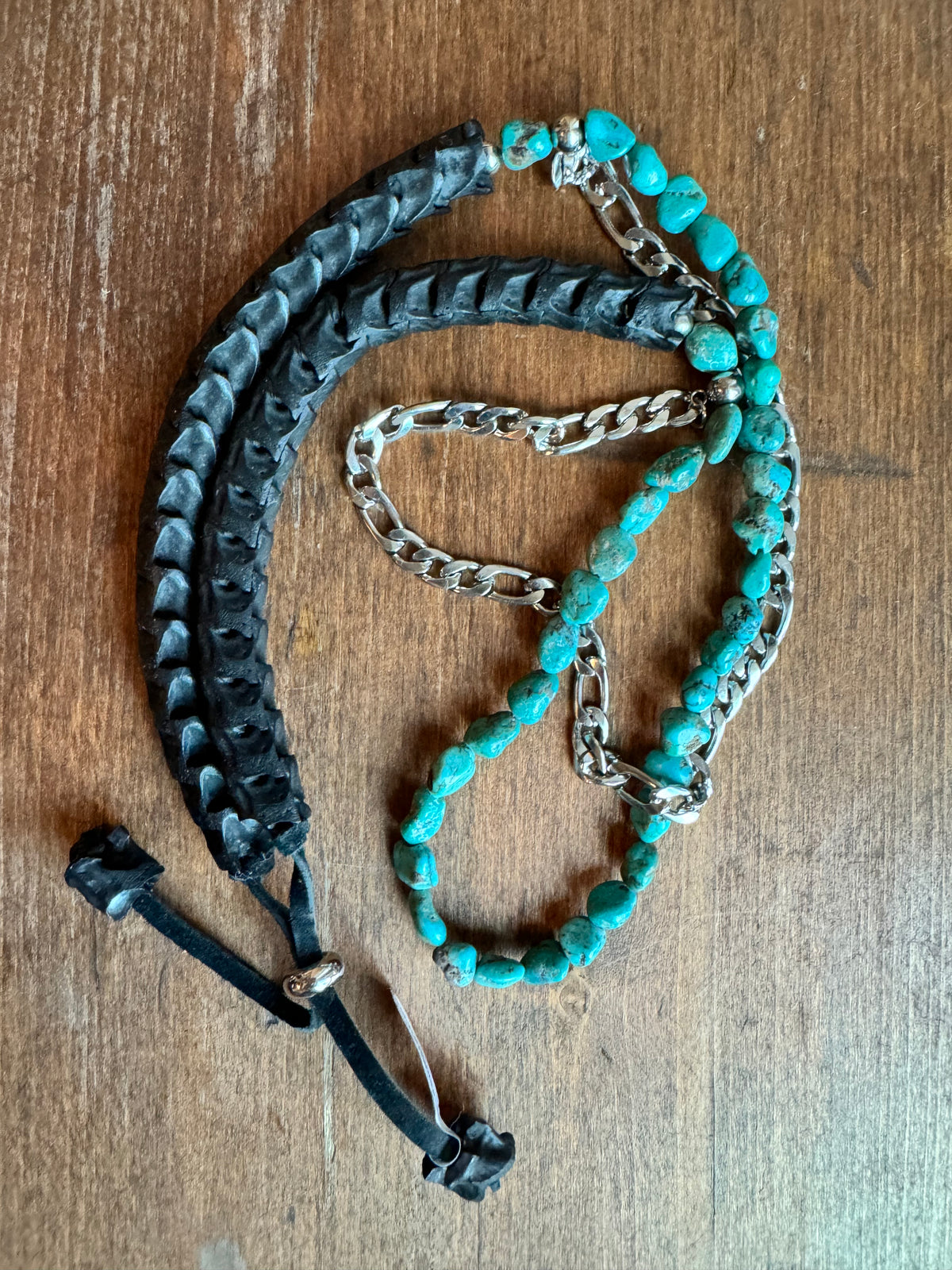 Turquoise Cuban Chain Snake Vertebrae Hat Band