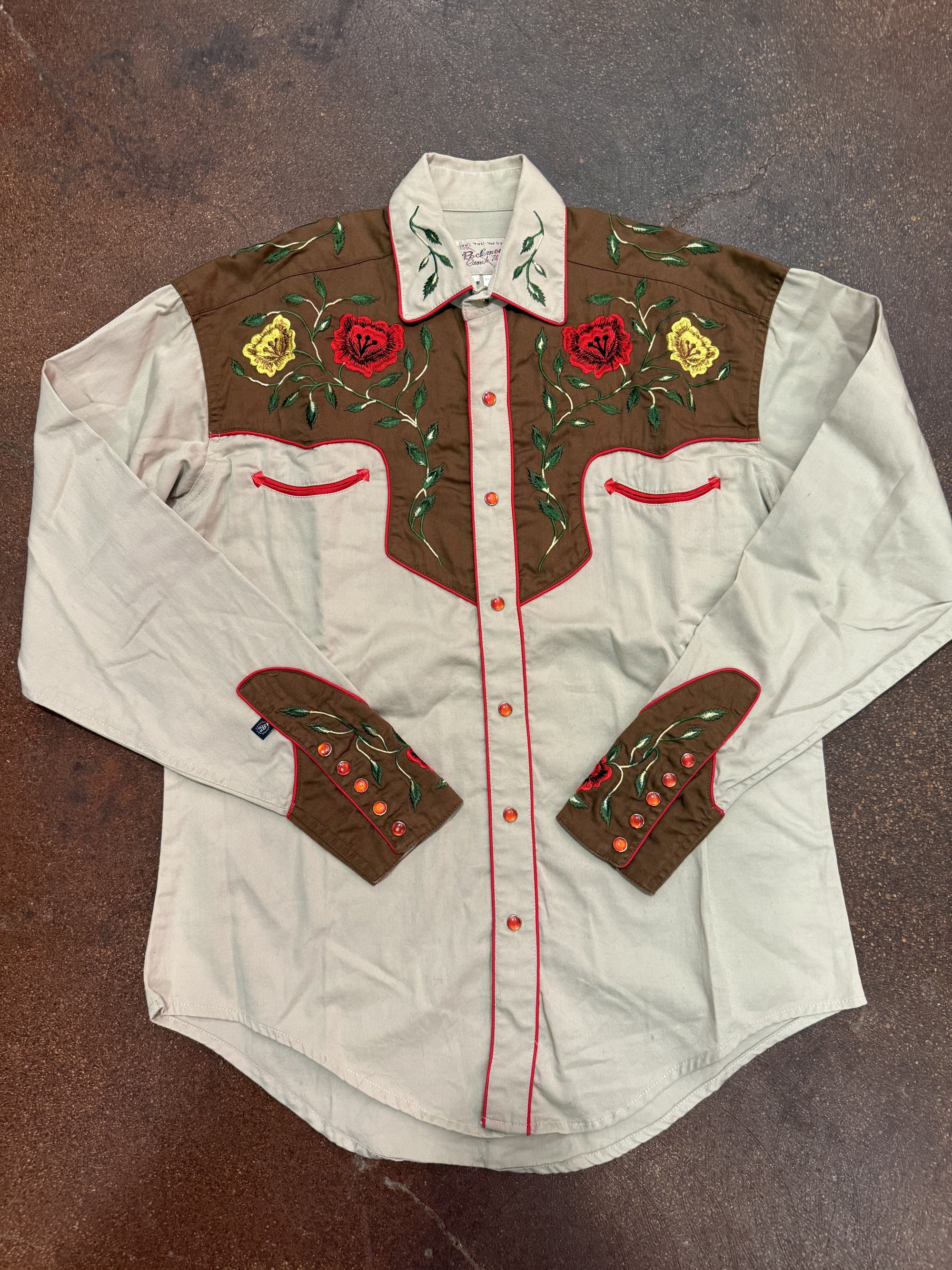 Vintage Rockmount Ranchwear Floral Embroidered Men's Pearl Snap