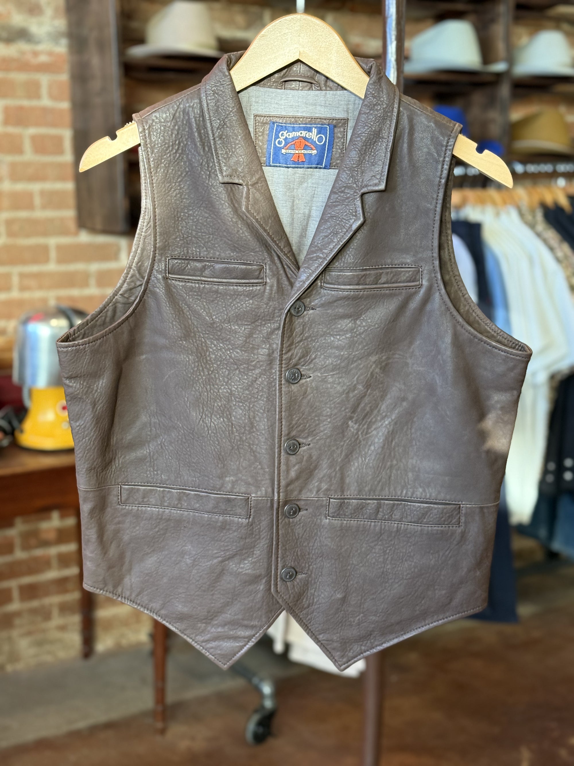 Vintage Hand-Painted Rodeo Leather Vest