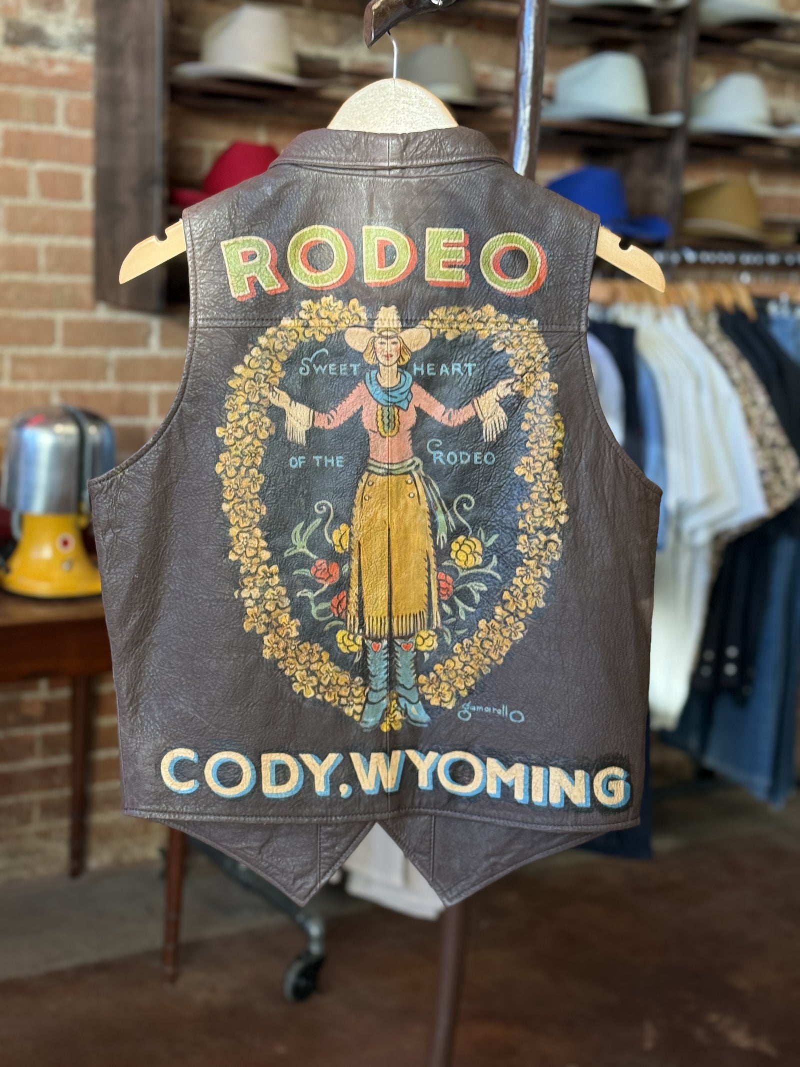 Vintage Hand-Painted Rodeo Leather Vest