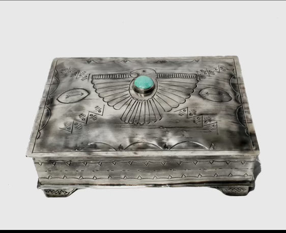 Stamped Thunderbird Box with Turquoise