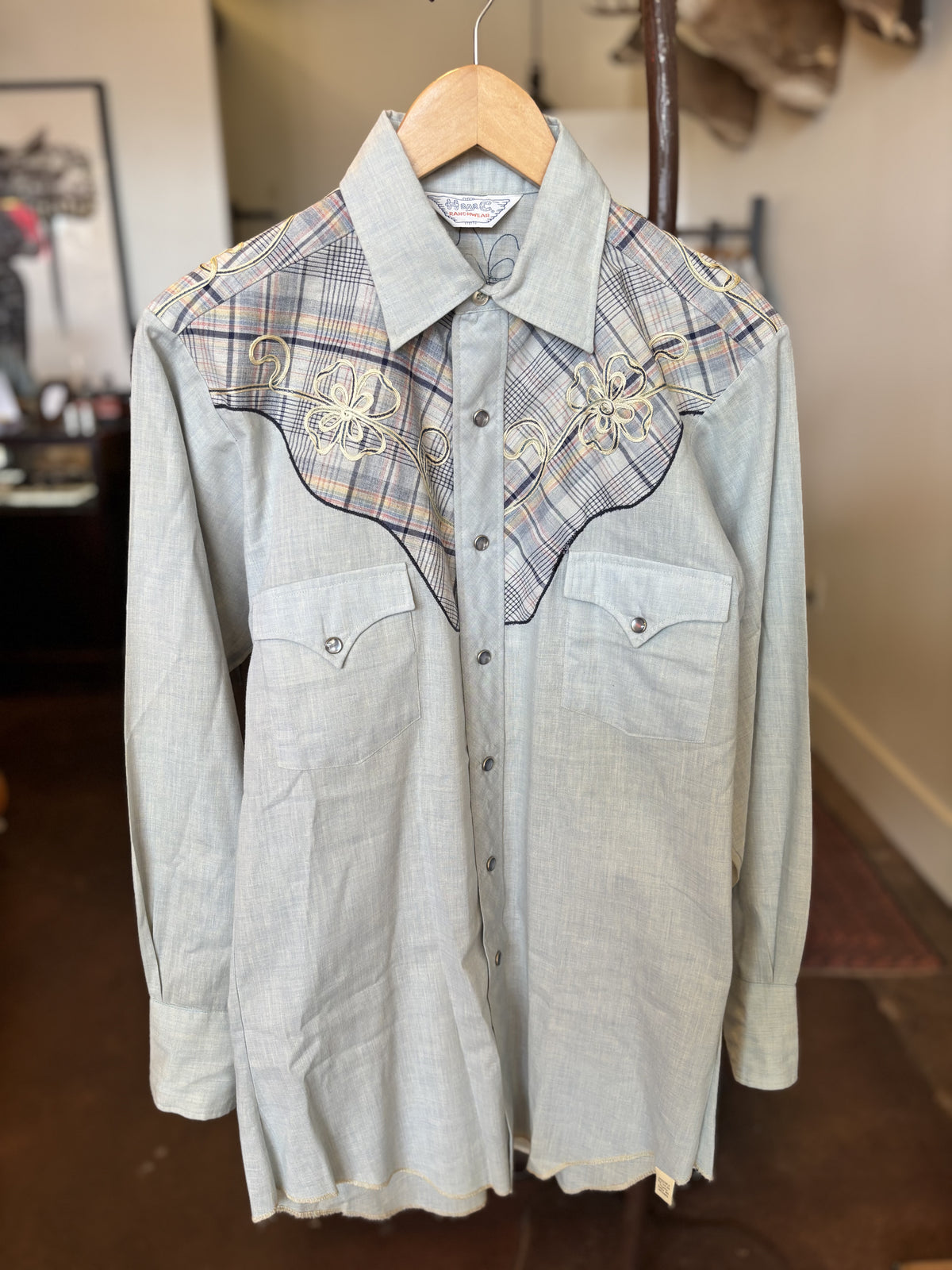 Vintage H Bar C Ranchwear Light Blue Western Shirt