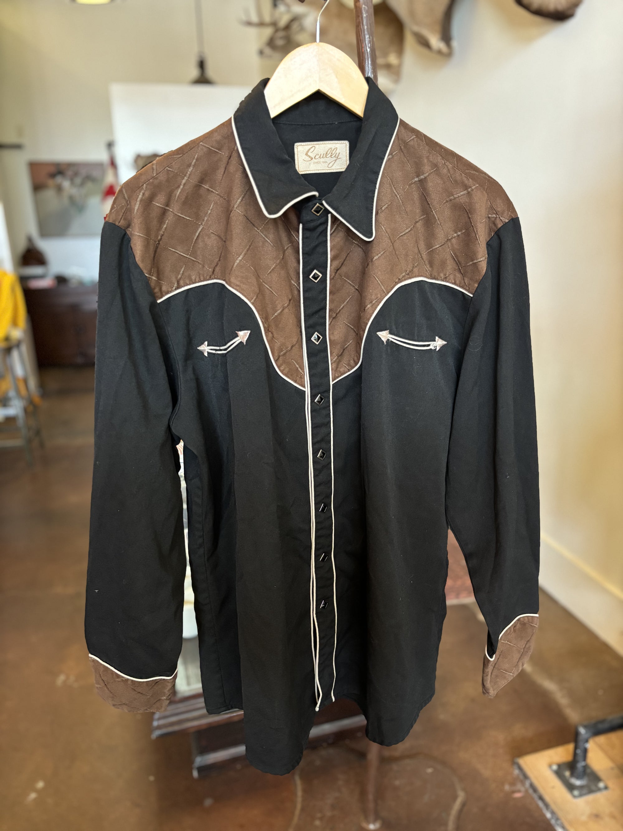 Vintage Scully Black and Brown Western Shirt