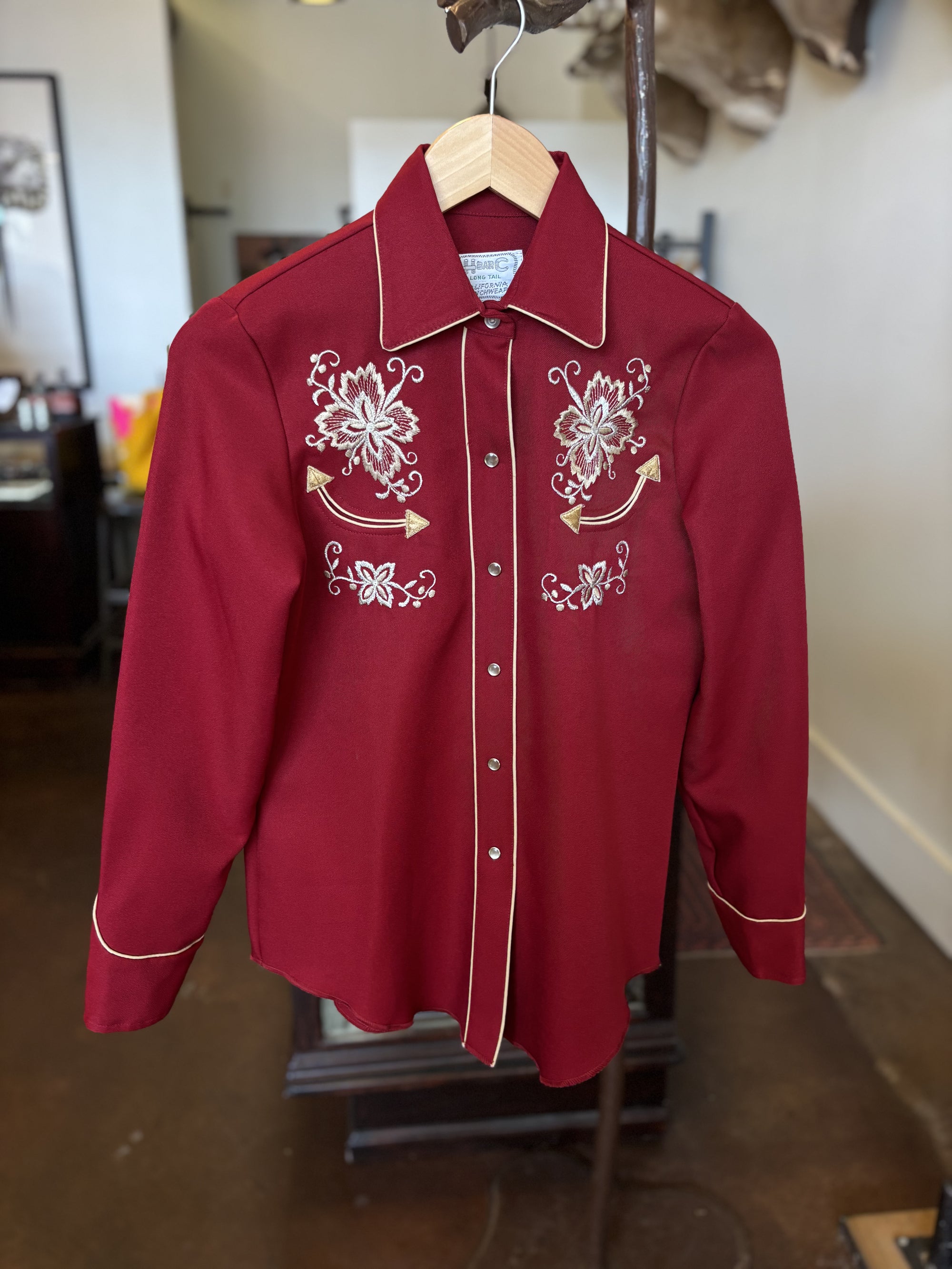 Vintage H Bar C Red Embroidery Western Shirt