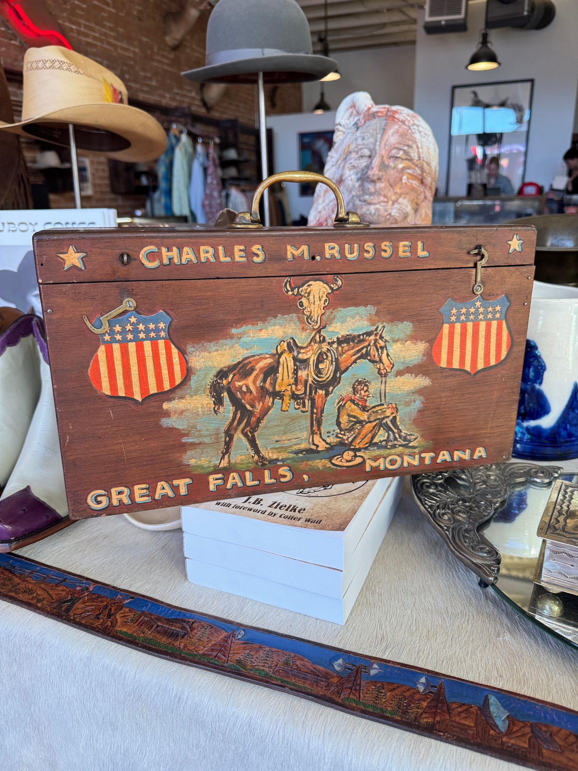 Hand Painted Vintage Mahogany Wooden Box