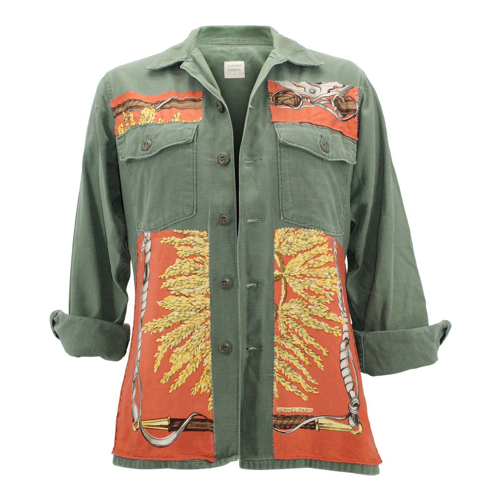 Vintage Military Jacket Reclaimed with Silk Scarf KF1960